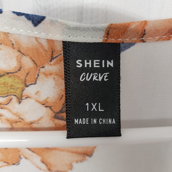 Shein Floral Lace Fringe Kimono Tie Cottage Core Boho Blouse Size 1XL - Picture 11 of 14